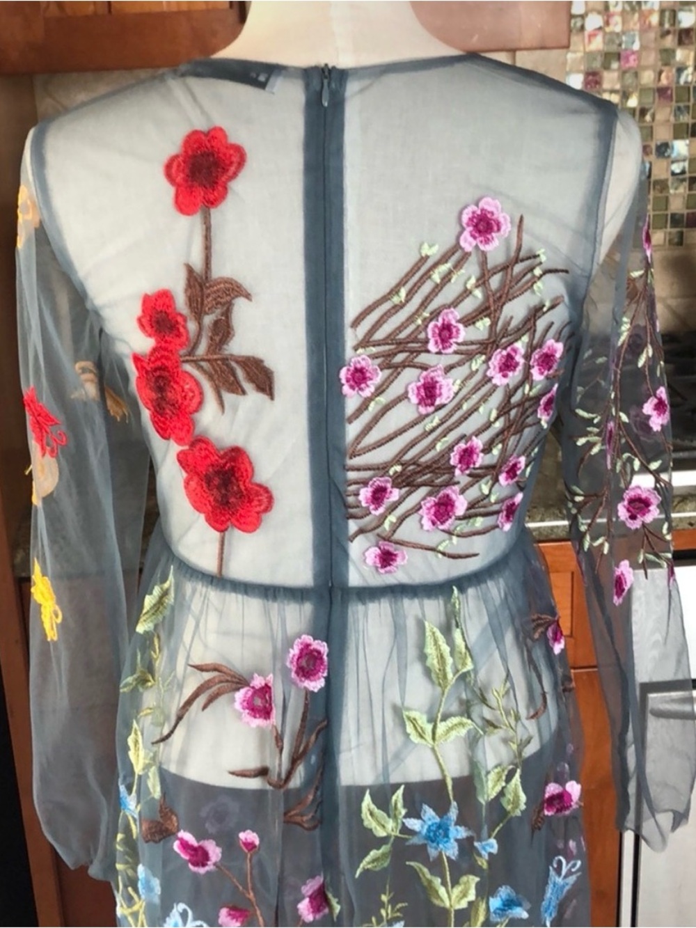 Blueoxy embroidered sheer floral dress size M/L - Picture 9 of 16